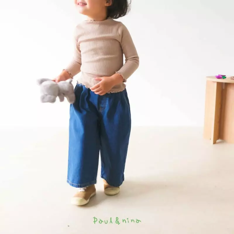 Paul & Nina - Korean Children Fashion - #kidsstore - Wide Pintuck Jeans - 4