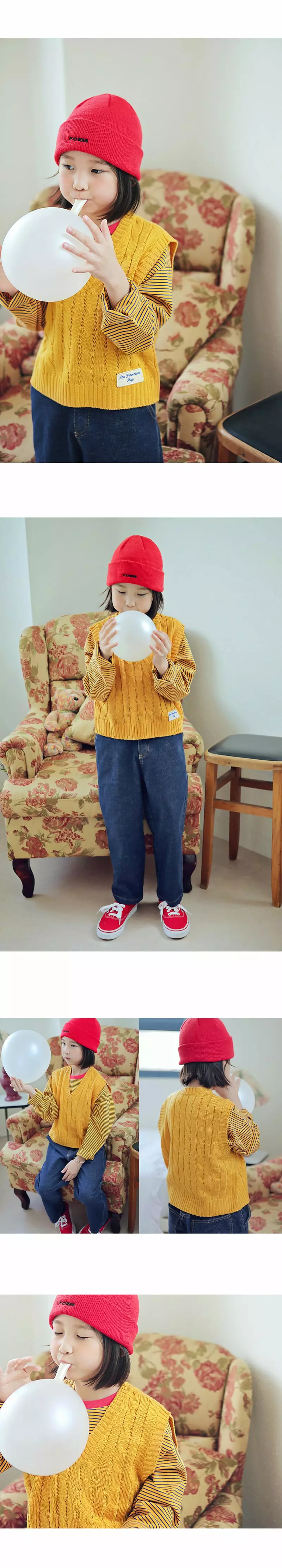Peach-Cream - Korean Junior Fashion - #childofig - Maini Knit Vest - 3
