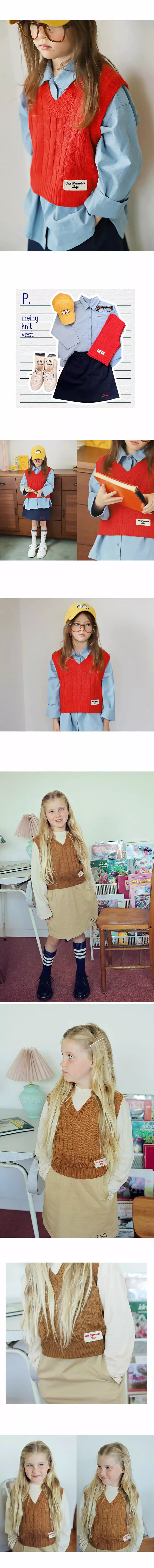 Peach-Cream - Korean Junior Fashion - #stylishchildhood - Maini Knit Vest - 2