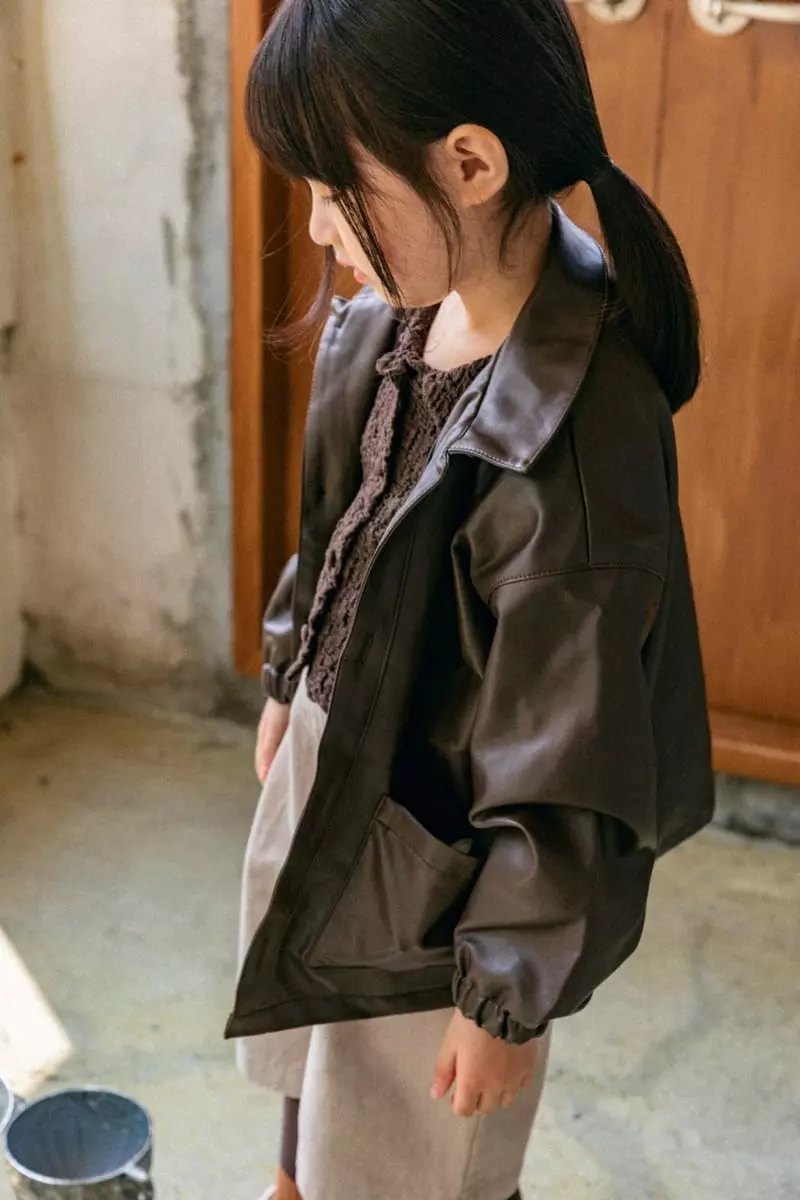 Peanut - Korean Children Fashion - #kidsshorts - Over Leather Jacket - 6