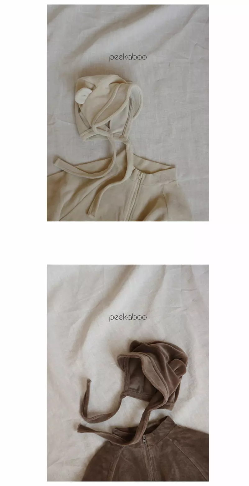 Peekaboo - Korean Baby Fashion - #babyfashion - Velour Bear Bonnet - 3