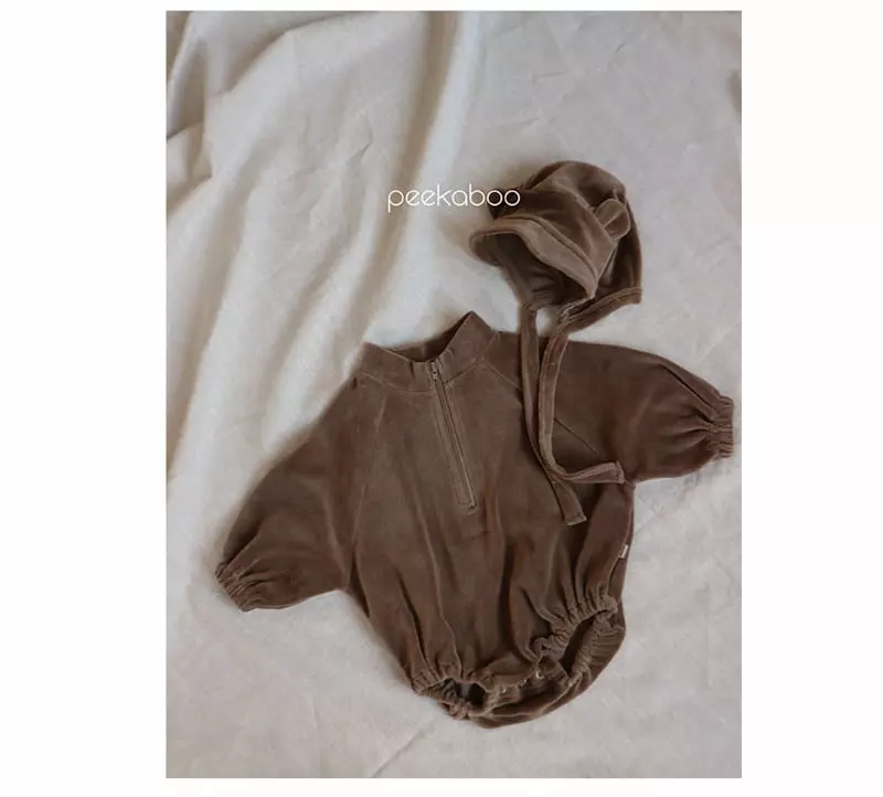 Peekaboo - Korean Baby Fashion - #babyfashion - Velour Bear Bonnet - 4