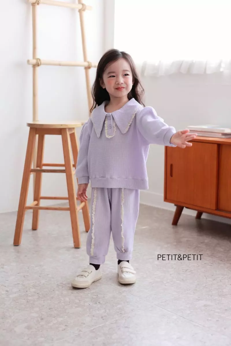 Petit & Petit - Korean Children Fashion - #Kfashion4kids - Waffle Lace Top Bottom Set