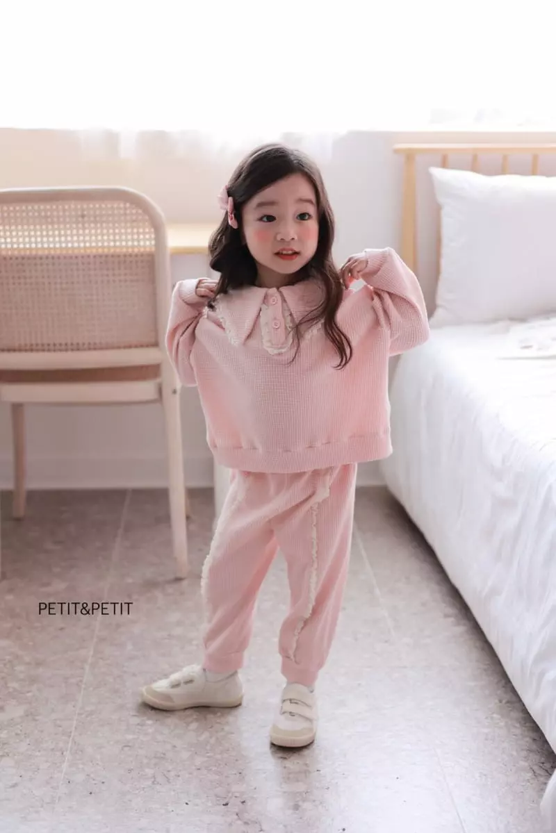 Petit & Petit - Korean Children Fashion - #childrensboutique - Waffle Lace Top Bottom Set - 8