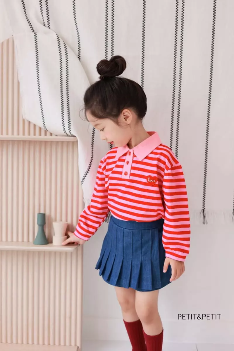 Petit & Petit - Korean Children Fashion - #childrensboutique - Collar Stripes Tee - 8