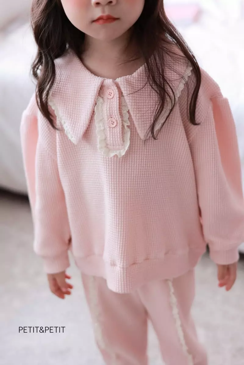 Petit & Petit - Korean Children Fashion - #designkidswear - Waffle Lace Top Bottom Set - 9