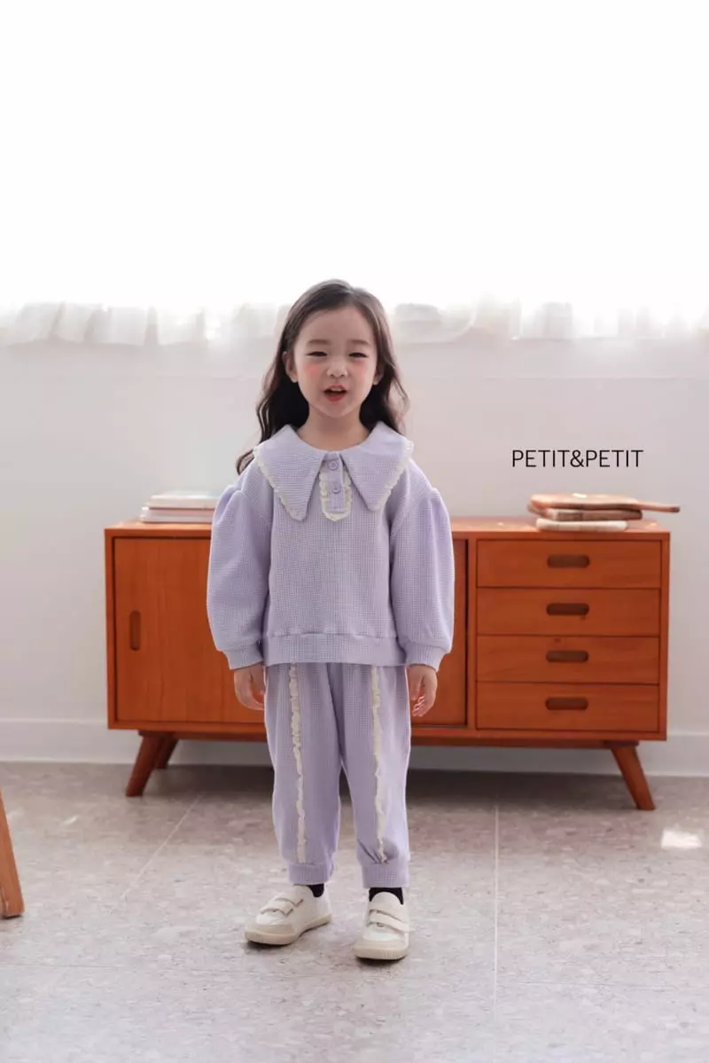Petit & Petit - Korean Children Fashion - #magicofchildhood - Waffle Lace Top Bottom Set - 3