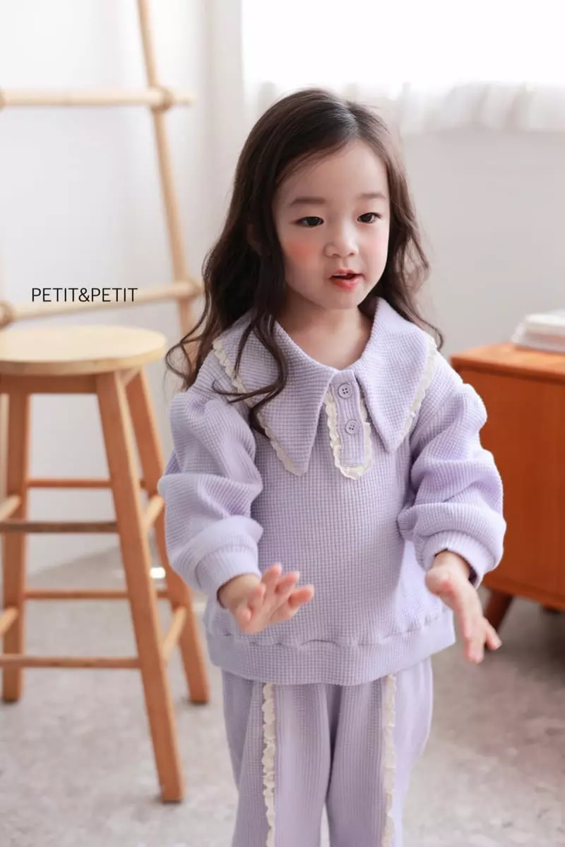 Petit & Petit - Korean Children Fashion - #magicofchildhood - Waffle Lace Top Bottom Set - 4