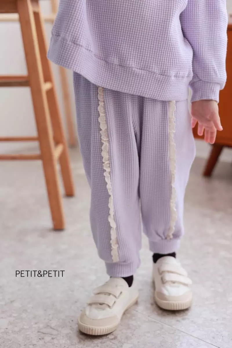 Petit & Petit - Korean Children Fashion - #prettylittlegirls - Waffle Lace Top Bottom Set - 5
