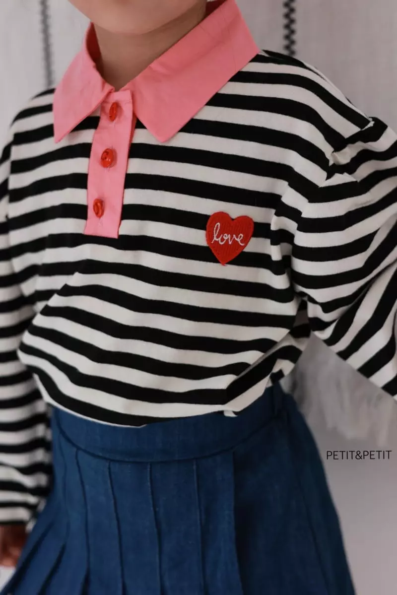 Petit & Petit - Korean Children Fashion - #toddlerclothing - Collar Stripes Tee - 5