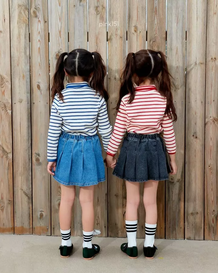 Pink151 - Korean Children Fashion - #discoveringself - Pleats Denim Skirt - 7