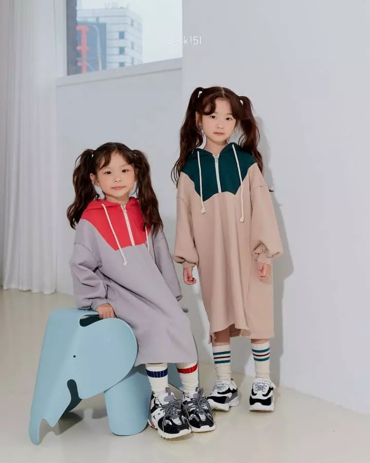 Pink151 - Korean Children Fashion - #fashionkids - Color Hoody One-piece - 5