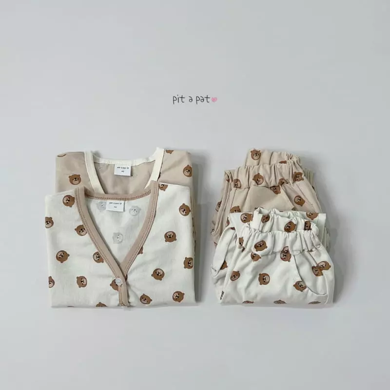 Pitapat - Korean Children Fashion - #designkidswear - Bear Cardigan Top Bottom Set