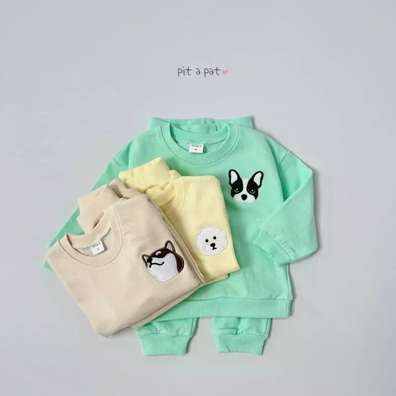 Pitapat - Korean Children Fashion - #fashionkids - Puppy Top Bottom Set - 8