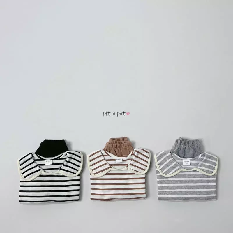 Pitapat - Korean Children Fashion - #magicofchildhood - Mignon Collar Top Bottom Set - 2