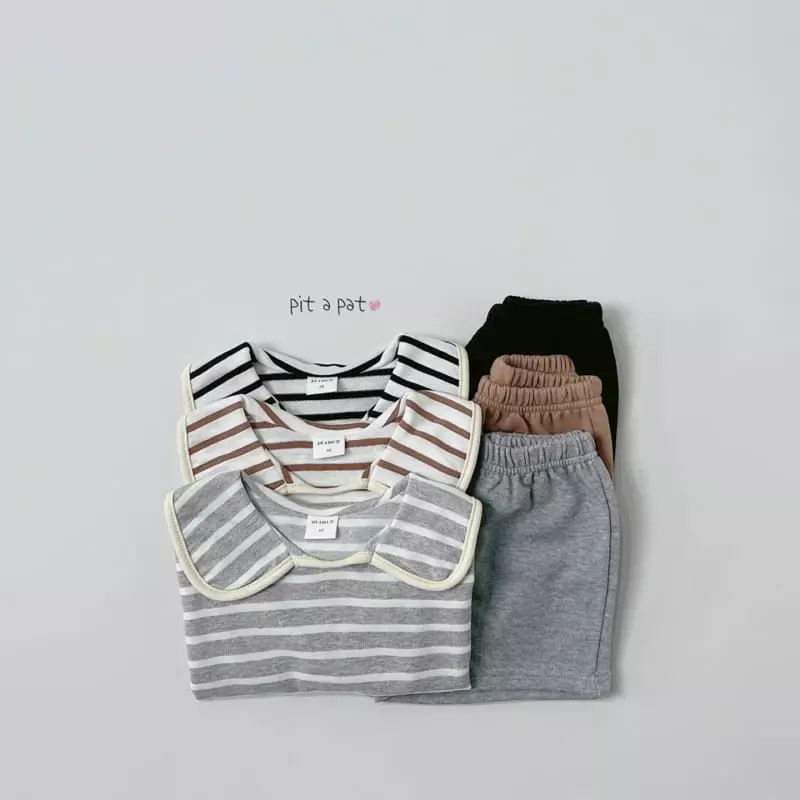 Pitapat - Korean Children Fashion - #minifashionista - Mignon Collar Top Bottom Set - 3