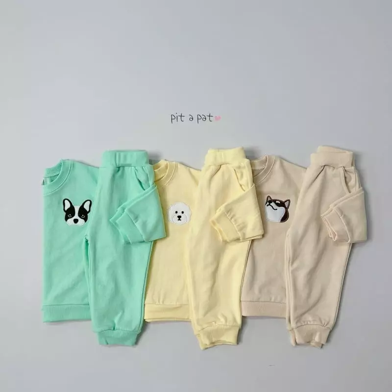 Pitapat - Korean Children Fashion - #toddlerclothing - Puppy Top Bottom Set - 2