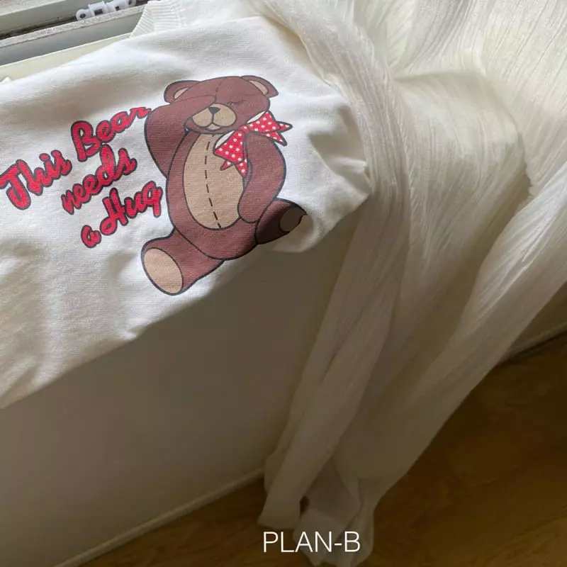 Plan B - Korean Children Fashion - #prettylittlegirls - Star Embroidery Ribbon Bear Tee - 12