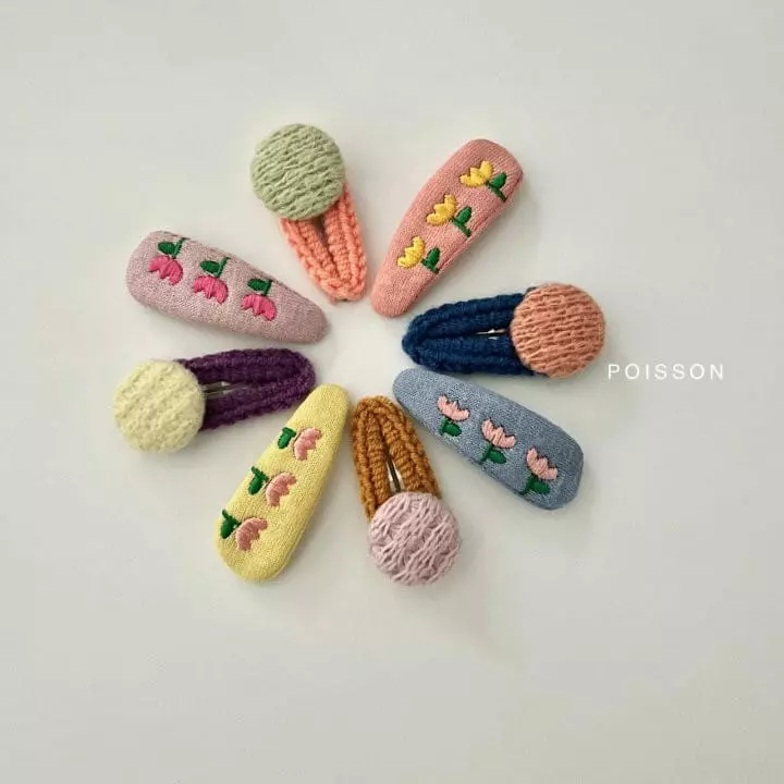 Poisson - Korean Children Fashion - #Kfashion4kids - Tulip Embrodiery Hairpin Set - 2