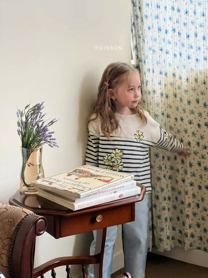 Poisson - Korean Children Fashion - #discoveringself - Flower Stripes Tee