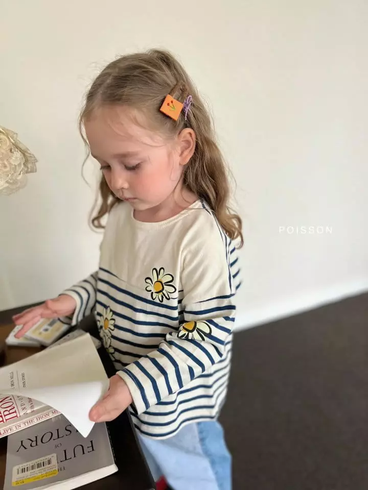 Poisson - Korean Children Fashion - #fashionkids - Flower Stripes Tee - 2