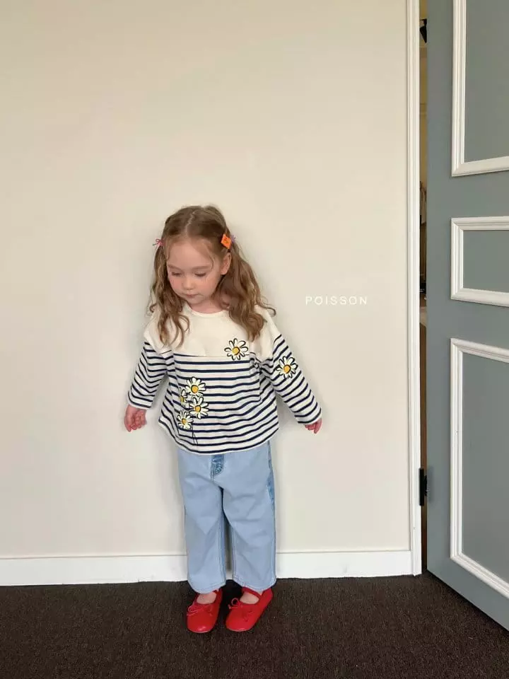 Poisson - Korean Children Fashion - #kidsshorts - Flower Stripes Tee - 4