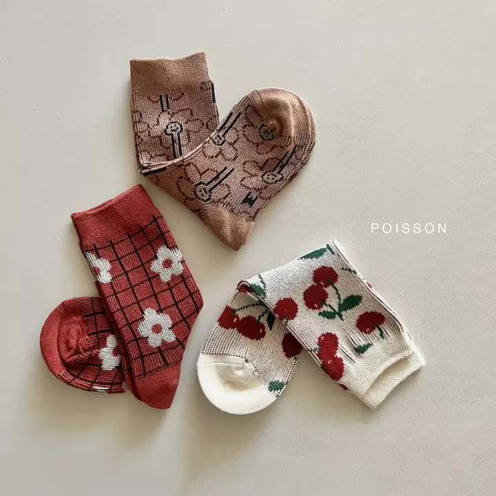 Poisson - Korean Children Fashion - #magicofchildhood - Cherry Sock sEt