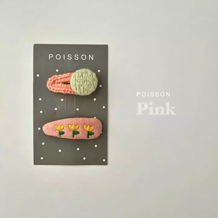 Poisson - Korean Children Fashion - #littlefashionista - Tulip Embrodiery Hairpin Set - 4