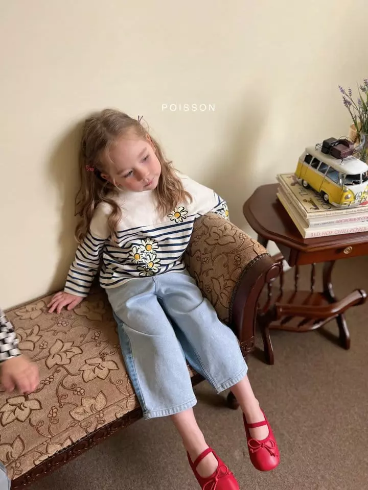 Poisson - Korean Children Fashion - #prettylittlegirls - Flower Stripes Tee - 10