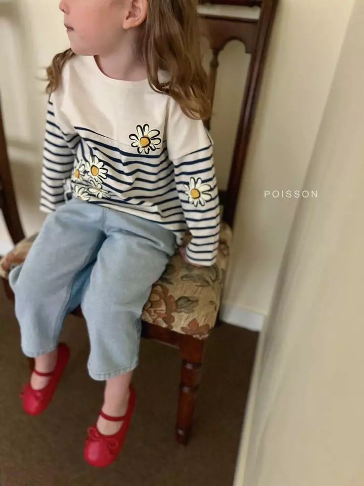 Poisson - Korean Children Fashion - #toddlerclothing - Flower Stripes Tee - 12