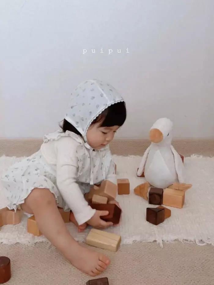 Puipui - Korean Baby Fashion - #babyboutiqueclothing - Apron One-piece with Bonnet