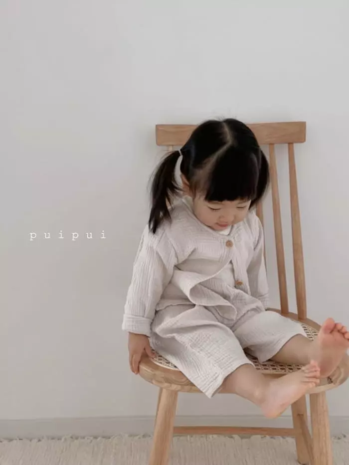 Puipui - Korean Baby Fashion - #babyoninstagram - Natural Top Bottom Set - 2