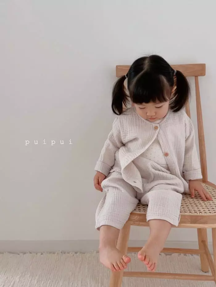 Puipui - Korean Baby Fashion - #babyootd - Natural Top Bottom Set - 4