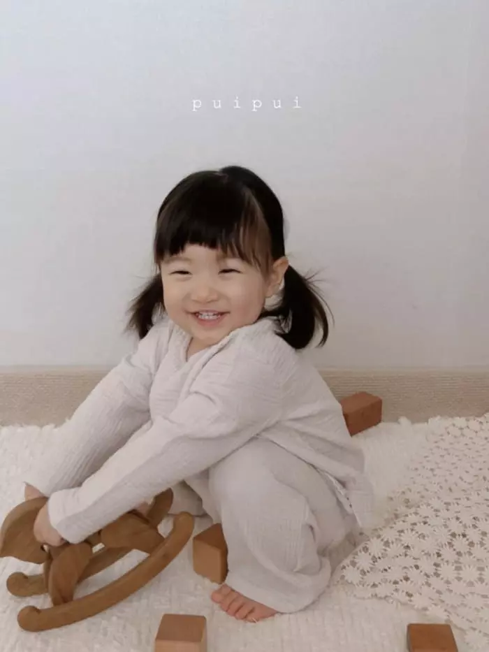 Puipui - Korean Baby Fashion - #onlinebabyboutique - Natural Top Bottom Set - 7