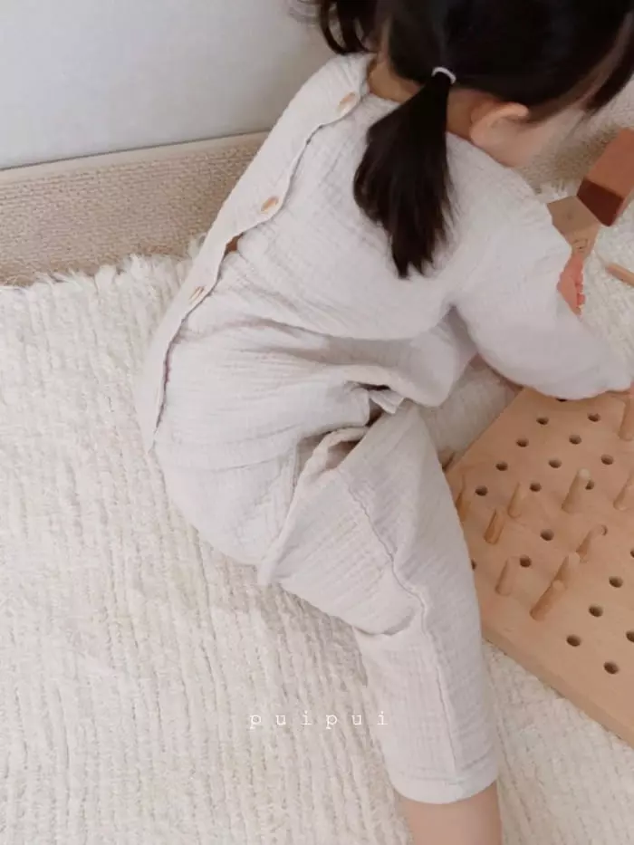 Puipui - Korean Baby Fashion - #onlinebabyshop - Natural Top Bottom Set - 8
