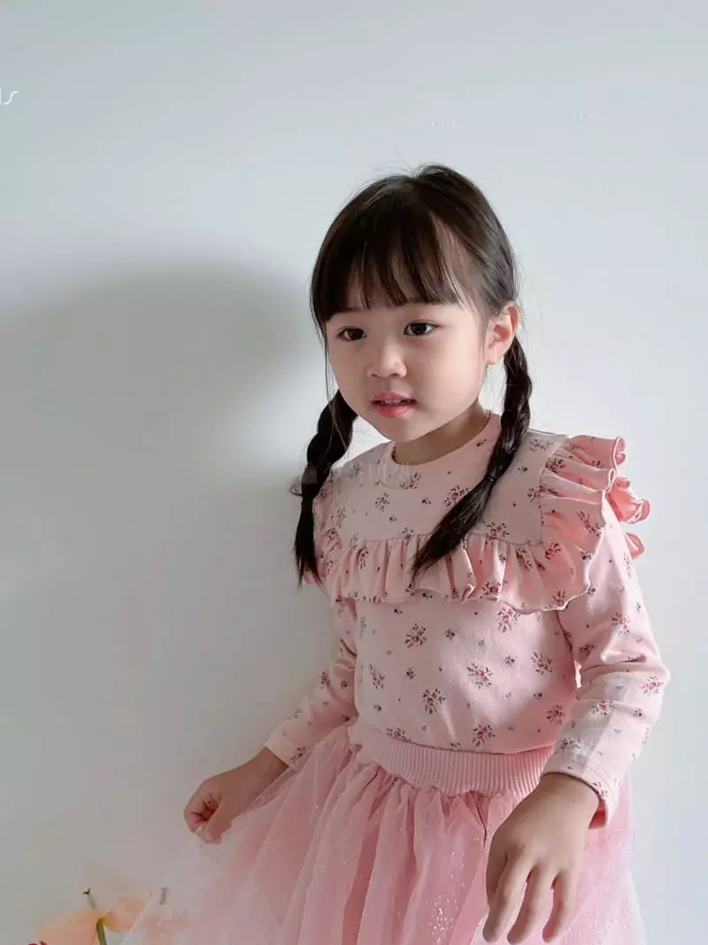 Rica - Korean Children Fashion - #kidsshorts - Flower Shirring Tee - 2