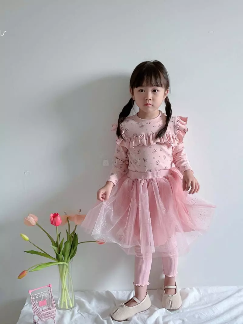 Rica - Korean Children Fashion - #kidsstore - Flower Shirring Tee - 3