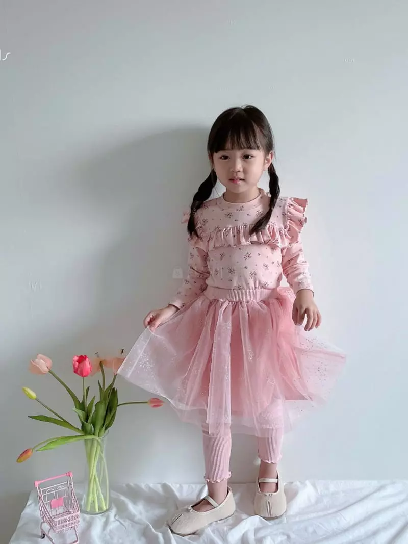 Rica - Korean Children Fashion - #kidsstore - Flower Shirring Tee - 4