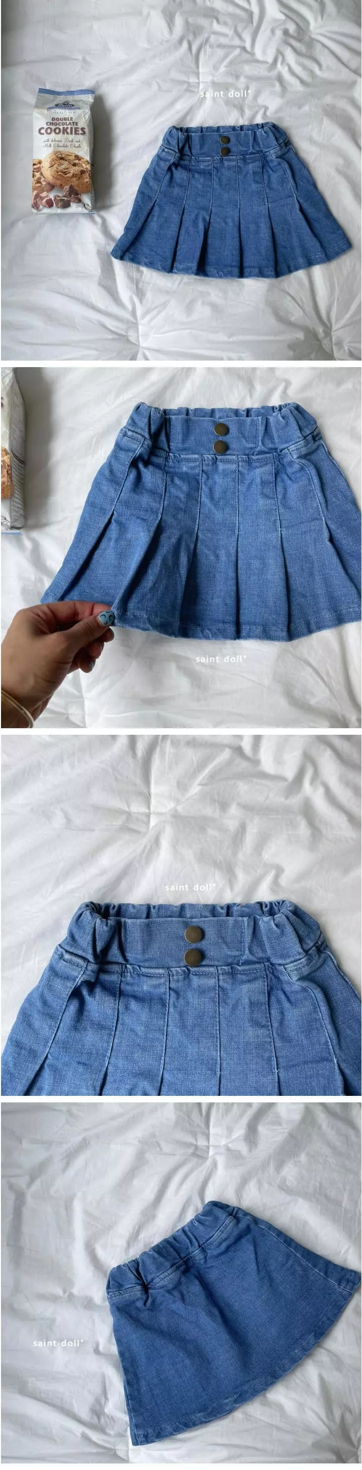 Saint Doll - Korean Children Fashion - #discoveringself - Denim Wrinkle Skirt - 2