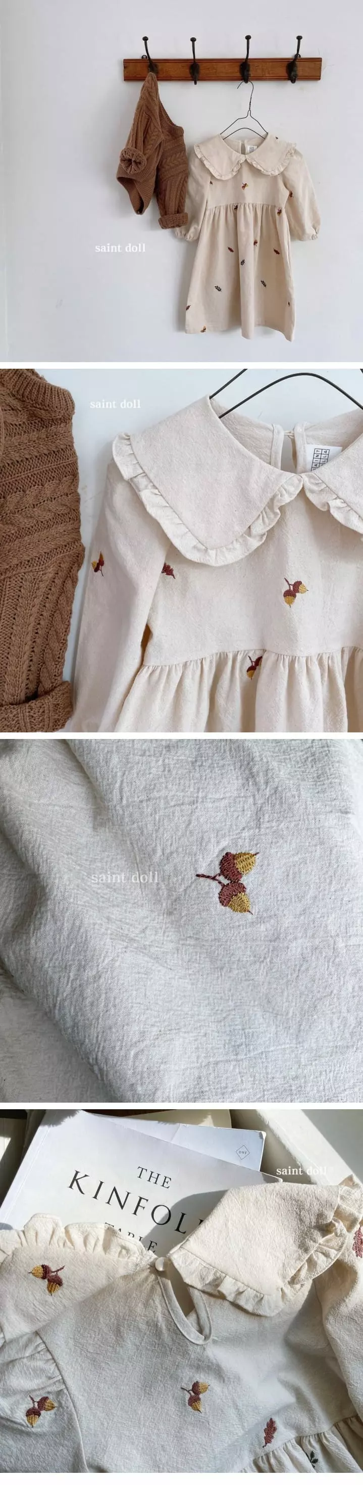 Saint Doll - Korean Children Fashion - #fashionkids - Acorn Embroidery One-piece - 2