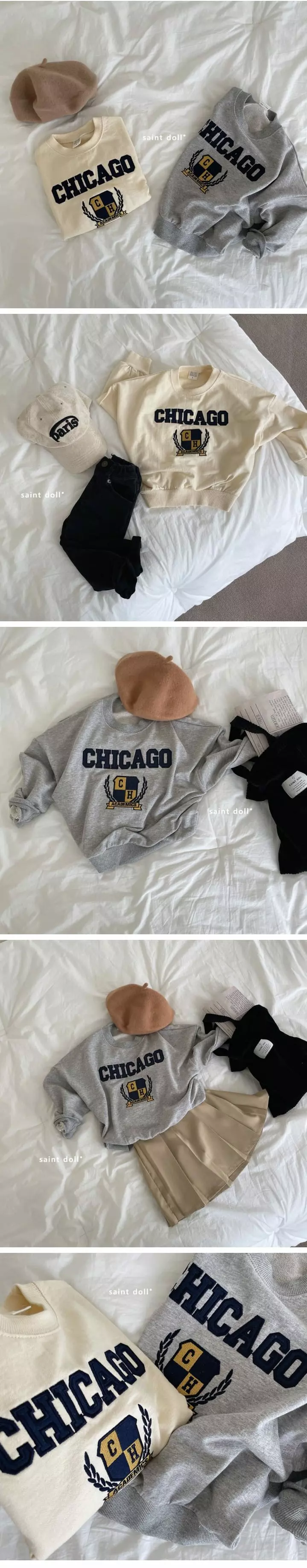 Saint Doll - Korean Children Fashion - #todddlerfashion - Chicago Sweatshirt with Mom - 2