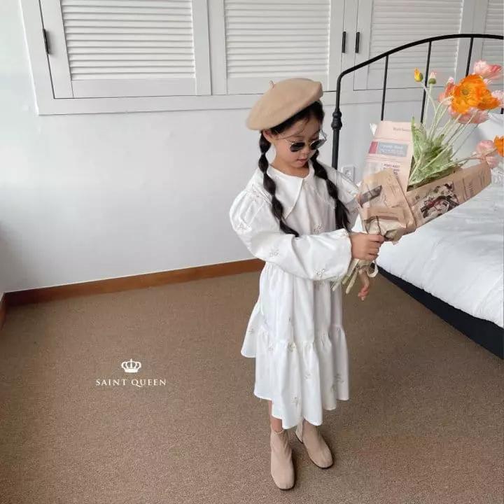 Saint Queen - Korean Children Fashion - #childofig - Ribbon Embroidery One-piece - 5