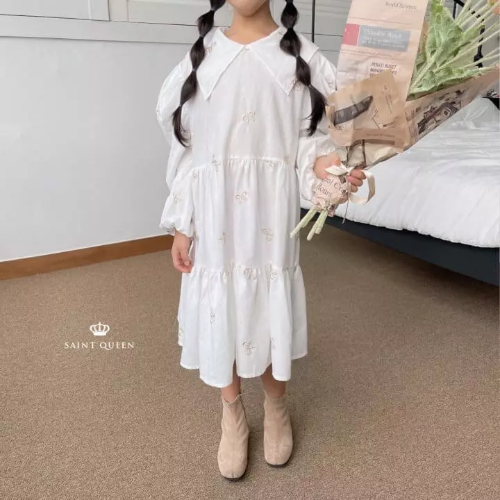 Saint Queen - Korean Children Fashion - #designkidswear - Ribbon Embroidery One-piece - 7