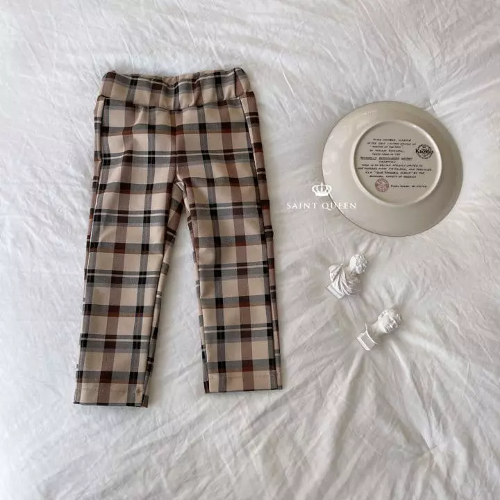 Saint Queen - Korean Children Fashion - #designkidswear - Check Skinny Pamts