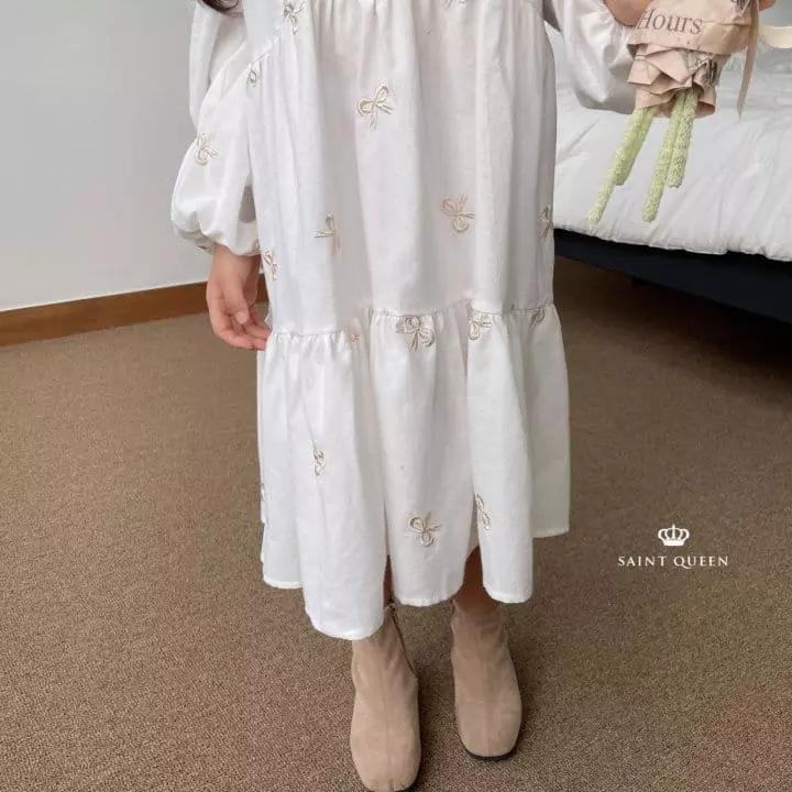 Saint Queen - Korean Children Fashion - #fashionkids - Ribbon Embroidery One-piece - 9