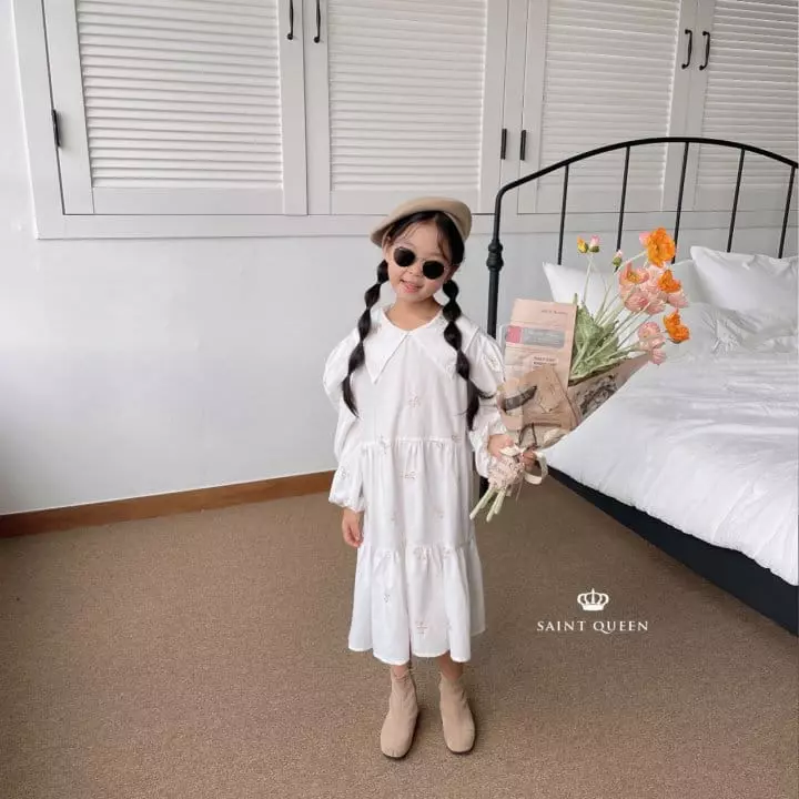 Saint Queen - Korean Children Fashion - #kidsshorts - Ribbon Embroidery One-piece - 10