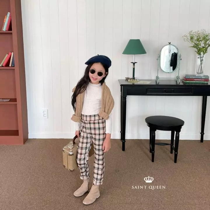 Saint Queen - Korean Children Fashion - #littlefashionista - Check Skinny Pamts - 8