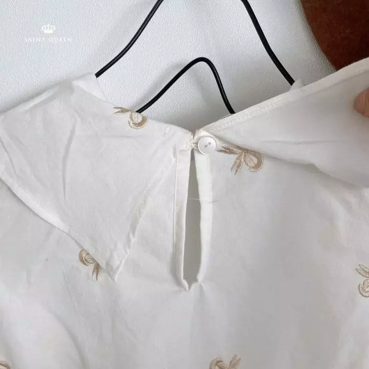 Saint Queen - Korean Children Fashion - #toddlerclothing - Ribbon Embroidery One-piece - 4