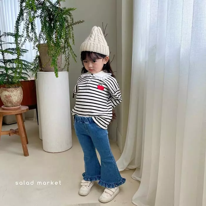 Salad Market - Korean Children Fashion - #discoveringself - Frill Denim Bootscut Pants - 10