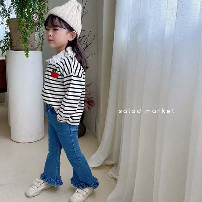 Salad Market - Korean Children Fashion - #fashionkids - Frill Denim Bootscut Pants - 11